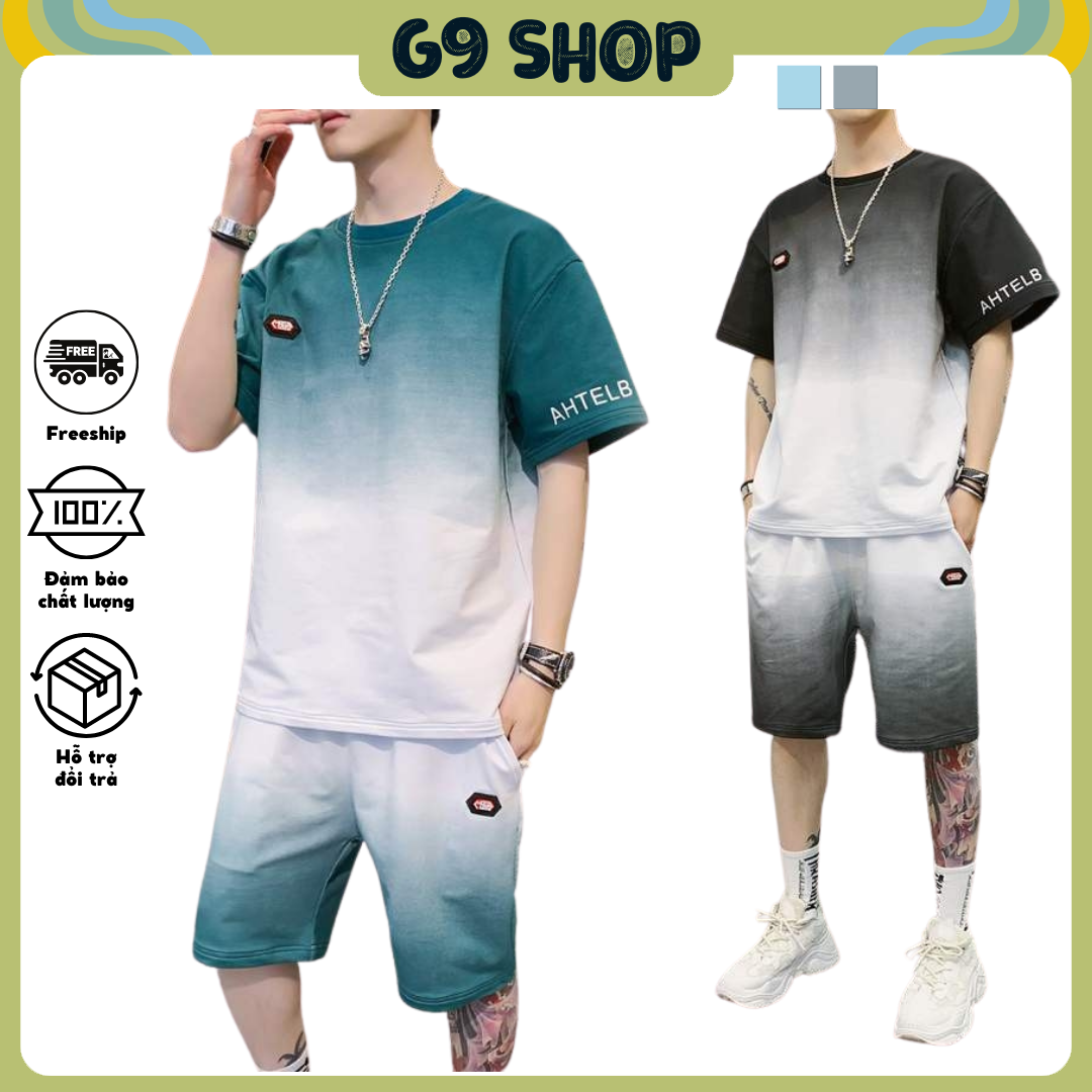 [SIÊU PHẨM] Quần áo thể thao đồ bộ nam mặc nhà mùa hè thun lạnh/Bộ Thể Thao Nam Thun Lạnh Vải loang màu Cổ Tròn 4 Chiều, Cho Mùa Hè/đồ bộ thể thao/đồ bộ/đồ bộ thun/đồ ngủ/đồ bộ mặc nhà