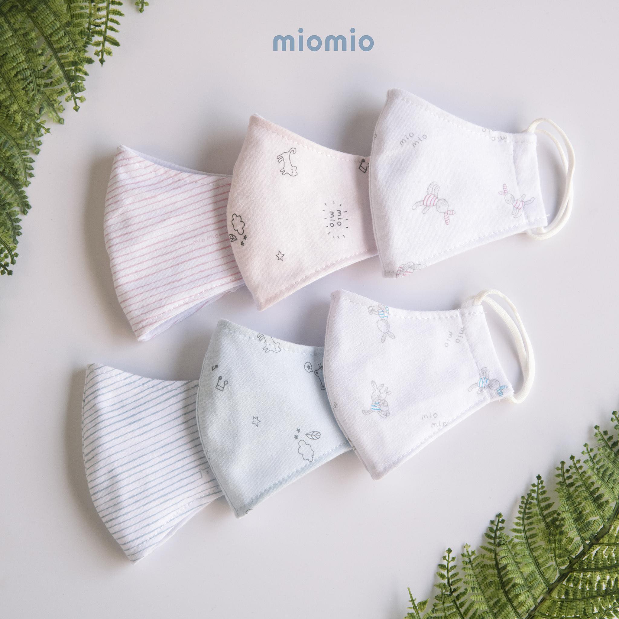 Khẩu trang trẻ em Miomio 100% cotton cho bé từ 0-3 tuổi set 3 chiếc