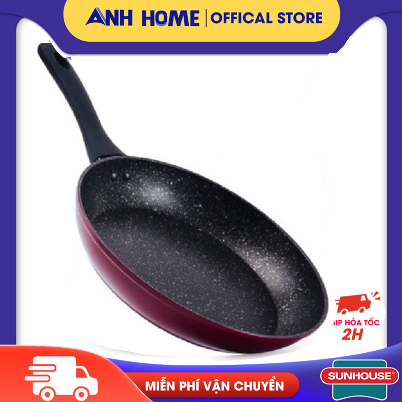 Chảo đá hoa cương Sunhouse chống dính đáy từ 24cm - Gia Dụng Anh Home cao cấp