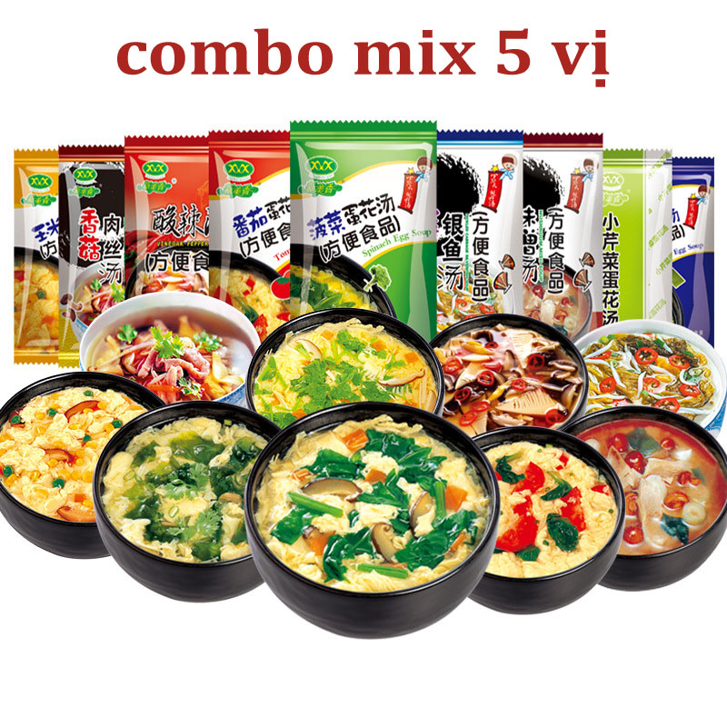 [Combo mix 5 viên] Canh súp ăn liền rau củ sấy thăng hoa