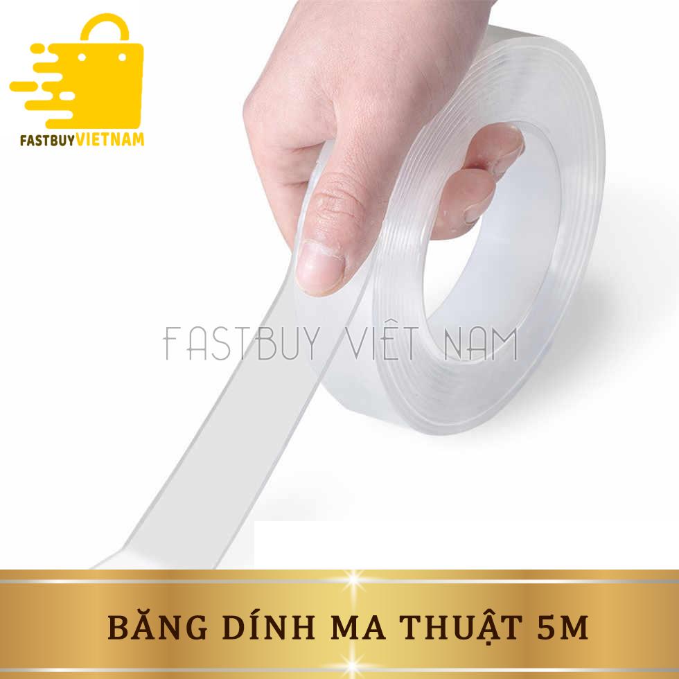 Băng Dính Ma Thuật, Băng Keo Dán Nano 2 Mặt Siêu Dính Trong Suốt Chống Thấm Chịu Nhiệt, Kéo Giãn Đàn Hồi Tốt, Tái Sử Dụng