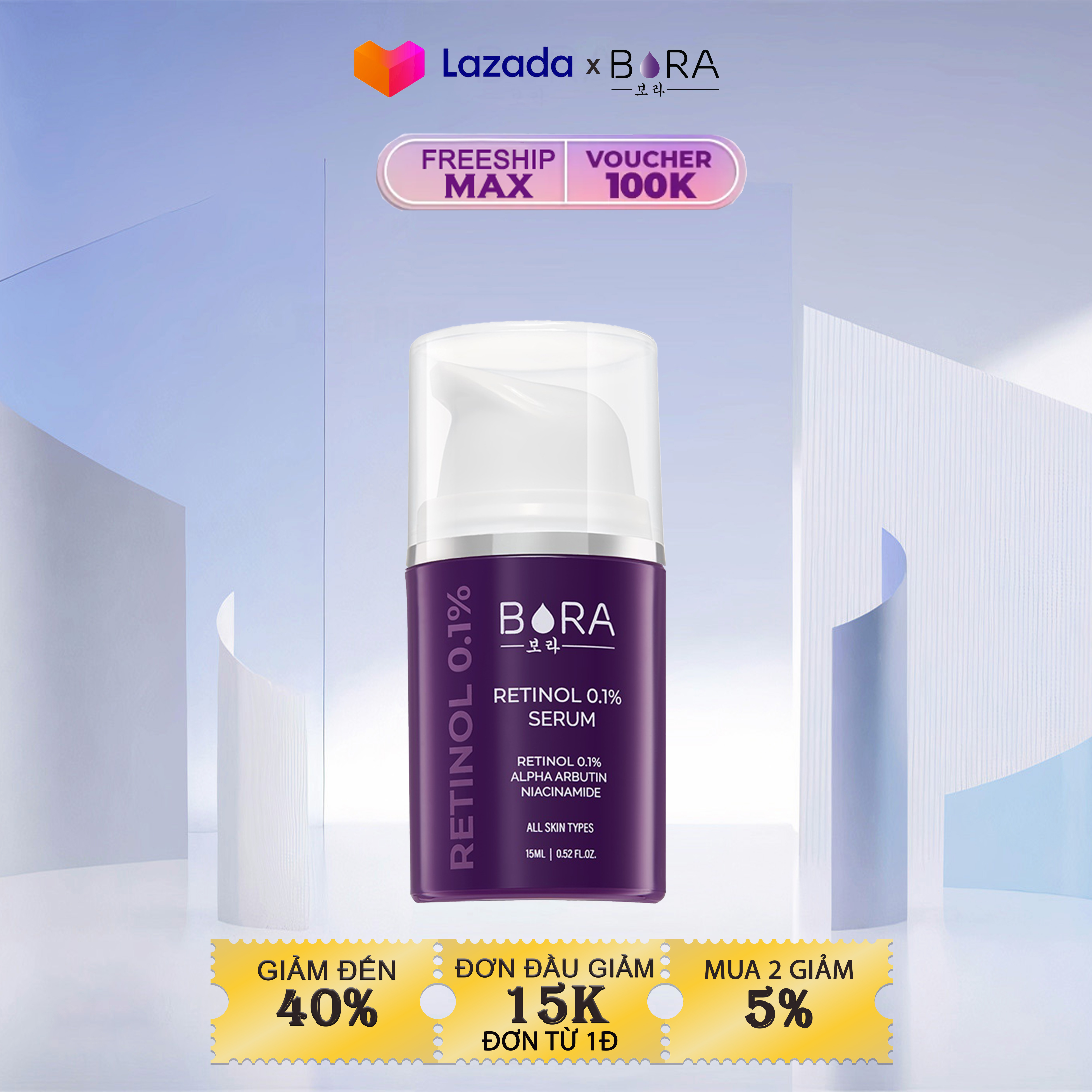 Retinol 0.1% serum bora - serum sáng da, chống lão hóa