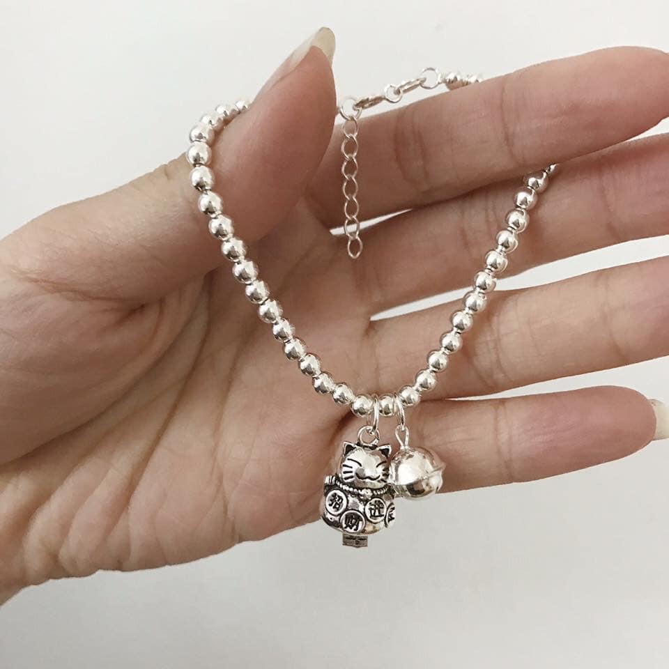LẮC TAY BI BẠC 3LY TREO MÈO THẦN TÀI MAY MẮN - Shop bạc BiBi cam kết bạc chuẩn, chất lượng, kèm bảo hành