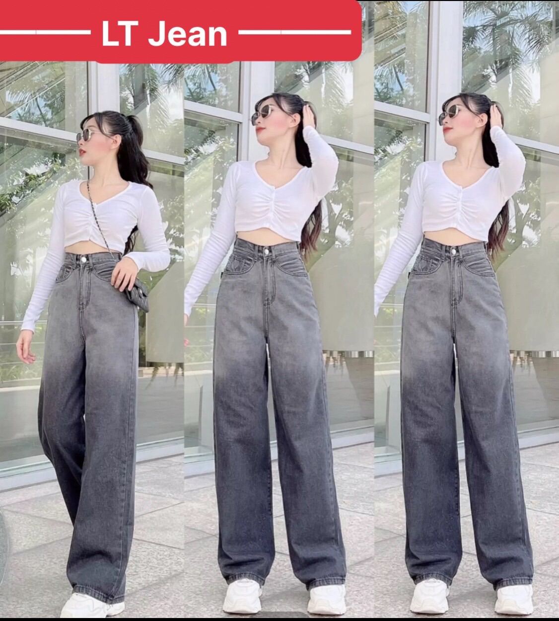 [Mua 2 giảm 5%] QUẦN BAGGY JEAN NỮ CHẤT BÒ XÁM LOANG 2 MÀU ỐNG RỘNG XUÔNG DÀI LAI CUỐN FOM CHUẨN