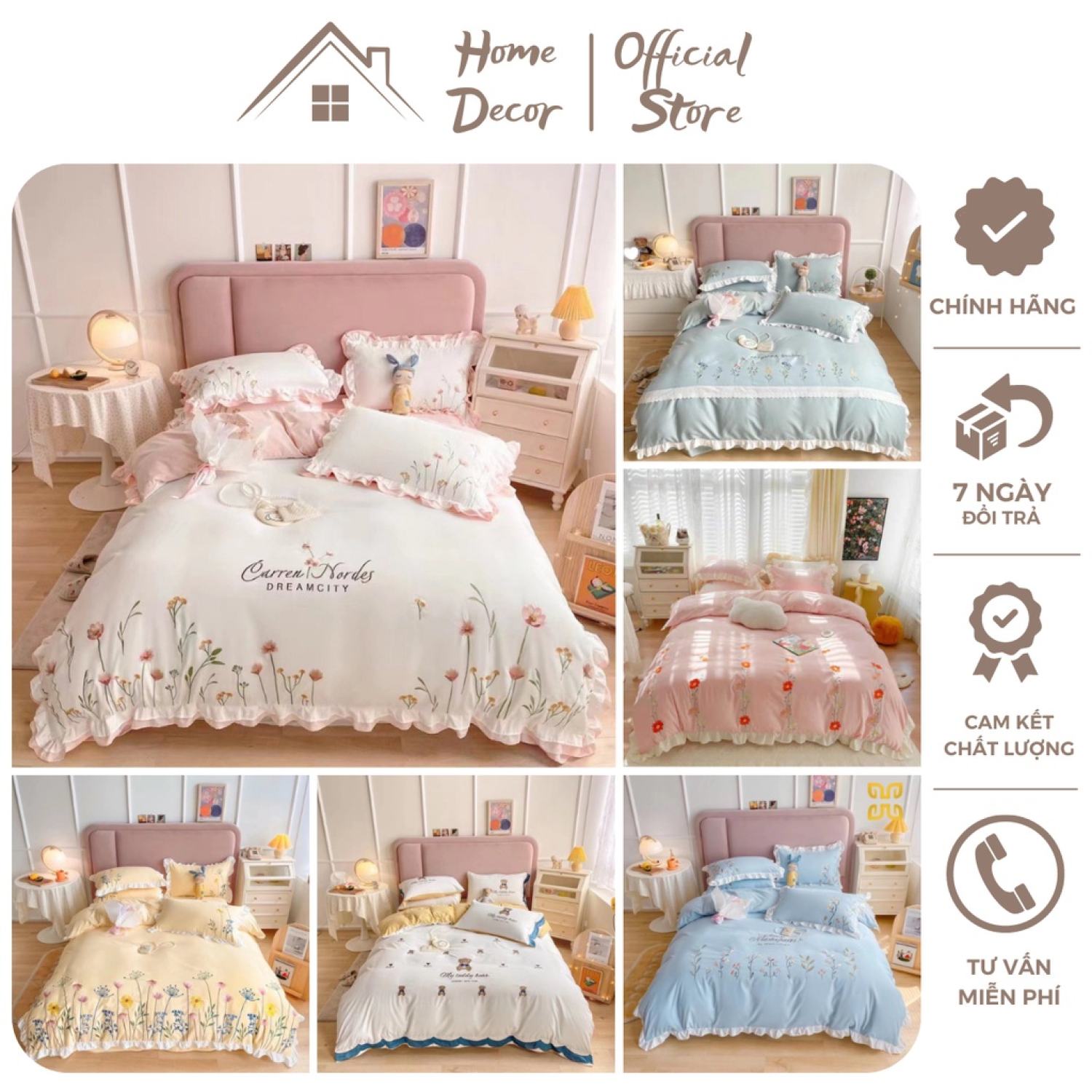 Bộ chăn ga gối Cotton Đũi 4 món viền bèo nhập khẩu cao cấp miễn phí bo chun drap ga giường - Home Decor