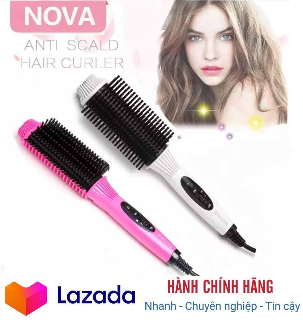 Lược điện nova 8810 uốn cúp chải thắng tóc đa năng , lược điện tạo kiểu tóc đa năng cao cấp nova nhc-8810, lược điện uốn cụp - uốn xoăn - dập xù phồng, bảo hành 12 tháng
