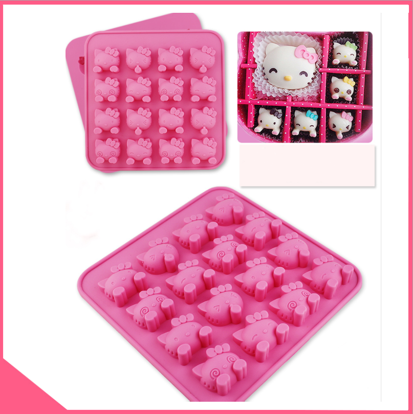 Khuôn silicon làm socola và rau câu hình mèo hello kitty