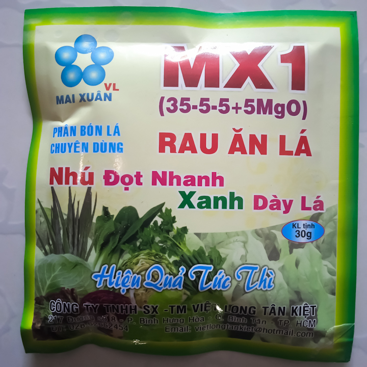 MX1 phân bón giúp kích đâm chồi nhú đọt mạnh xanh dày lá rau ăn lá