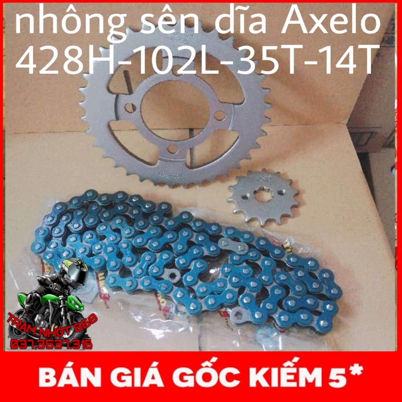 Nhông sên dĩa suzuki exelo 428h- 102l-35t-14t