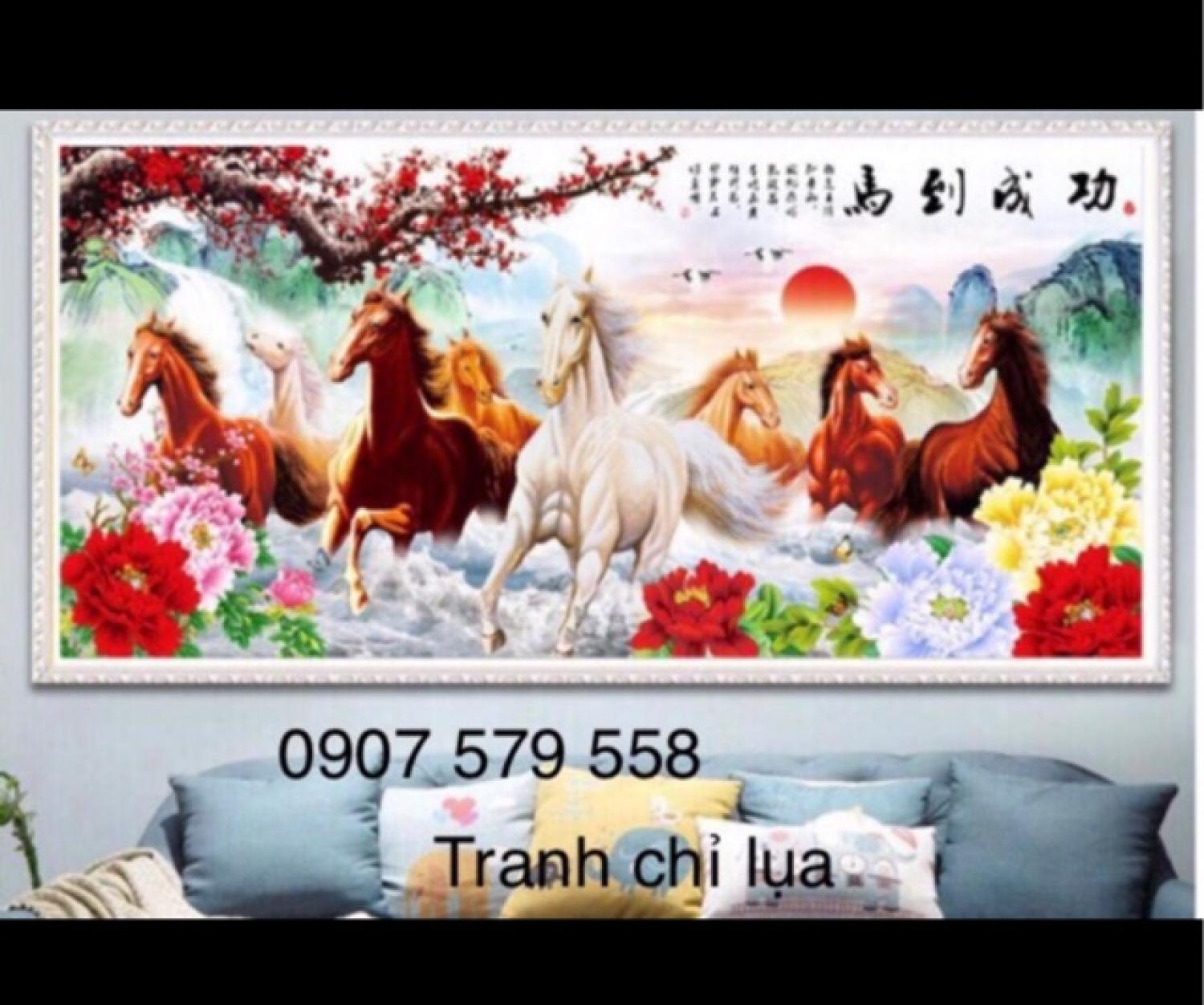 Tranh thêu mã đáo thành công thêu kín chỉ lụa