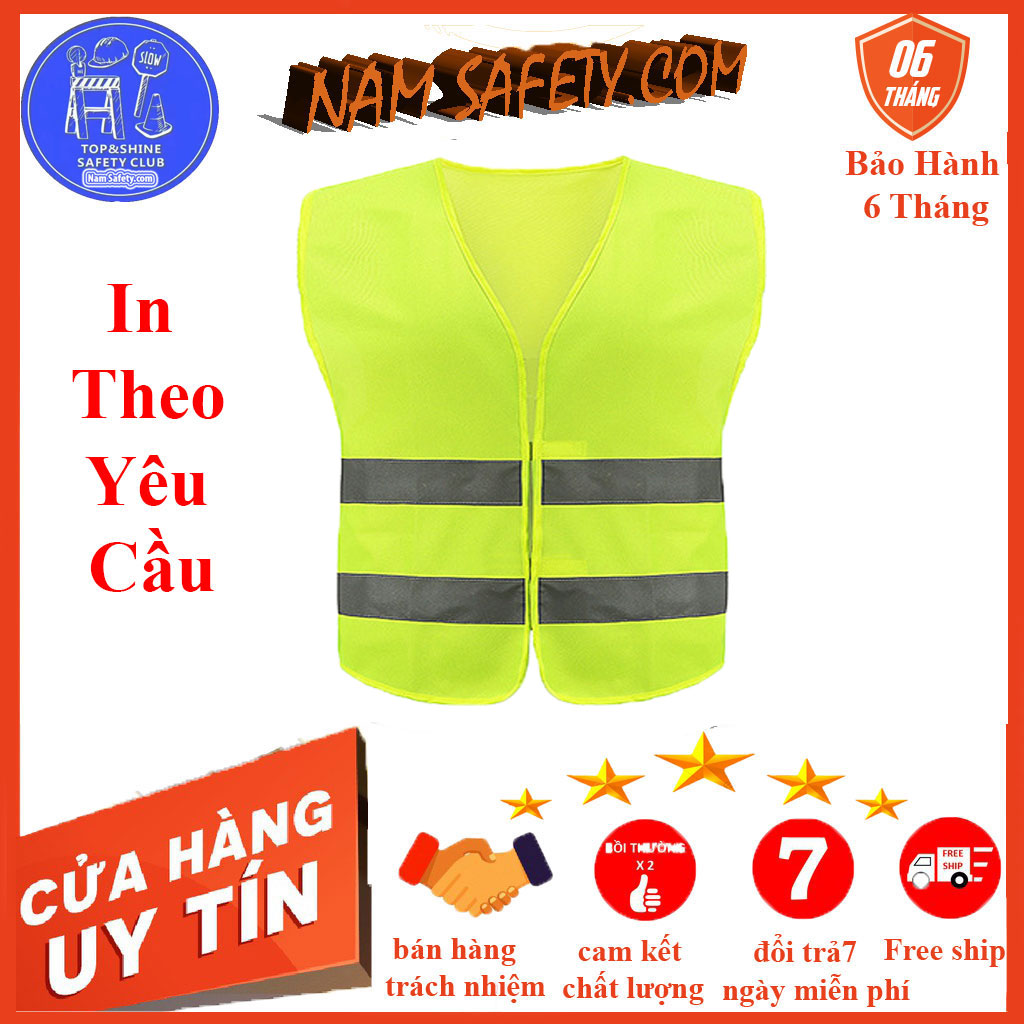 Áo phản quang thường 2 dây ,in theo yêu cầu ,phản quang nhựa ,áo dạng vải