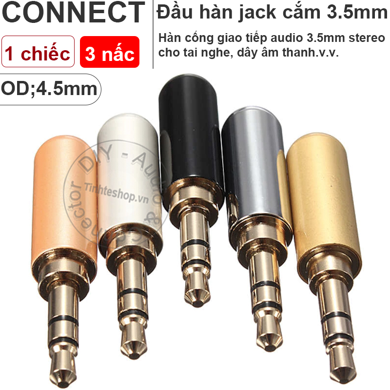 Đầu hàn giắc 3.5mm 3 nấc stereo gold 24k od4.5mm 1 chiếc