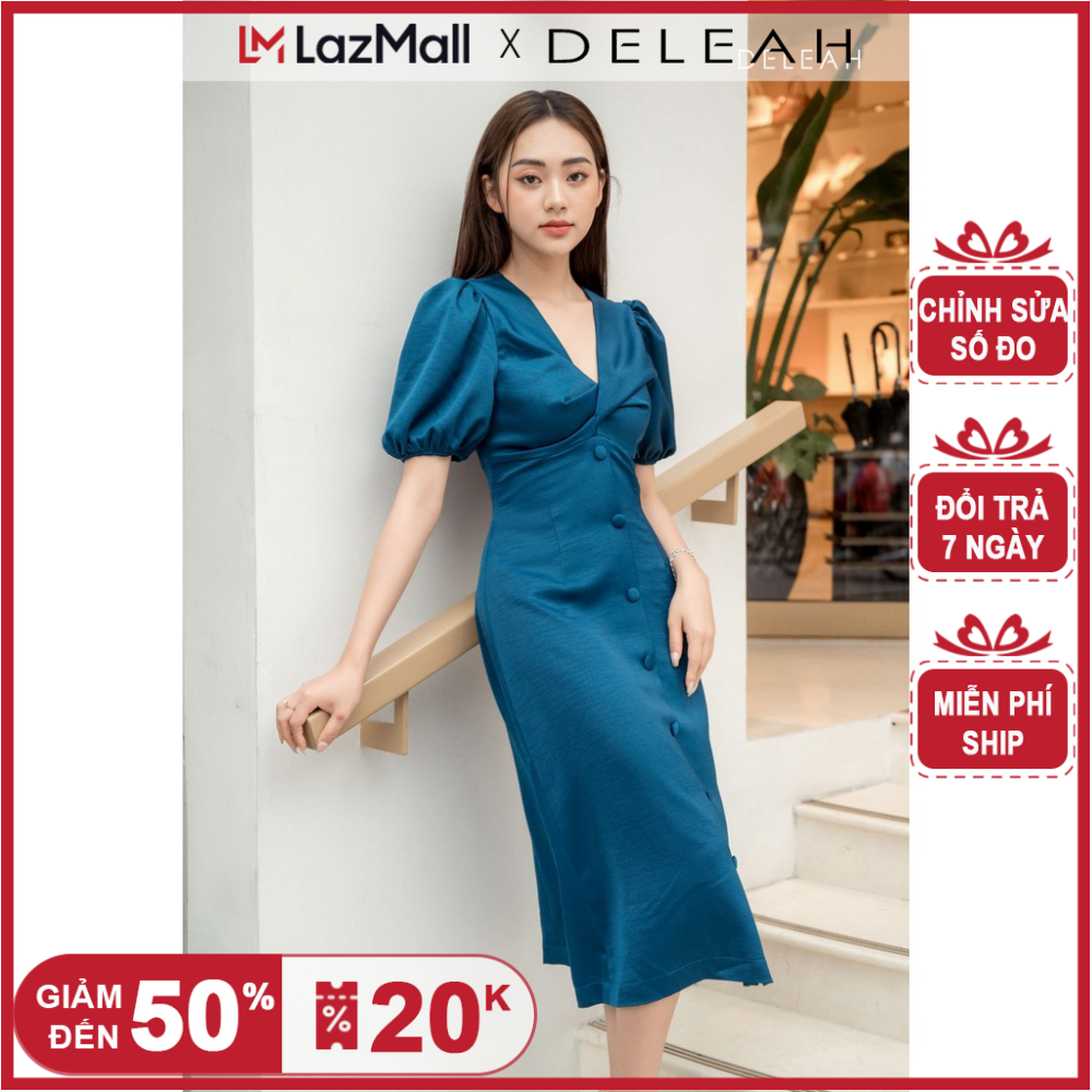 De Leah - Đầm ôm midi xoắn nơ ngực - Thời trang thiết kế