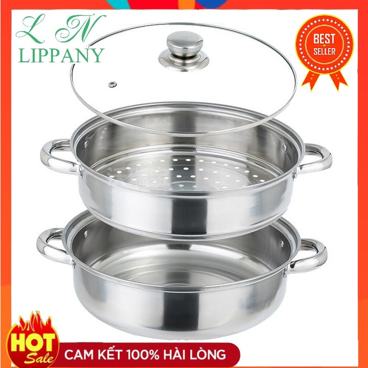 Nồi hấp cách thủy đa năng/Nồi lẩu kiêm nồi hấp 2 tầng inox - Nồi lẩu kiêm nồi hấp 2 tầng inox