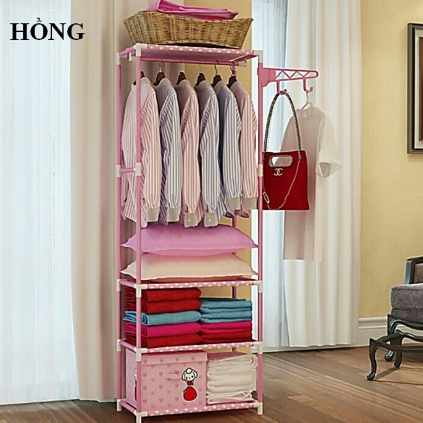 Tủ Quần Áo 4 Tầng Chữ H Có Móc Treo Kệ Treo Quần Áo - Q17258