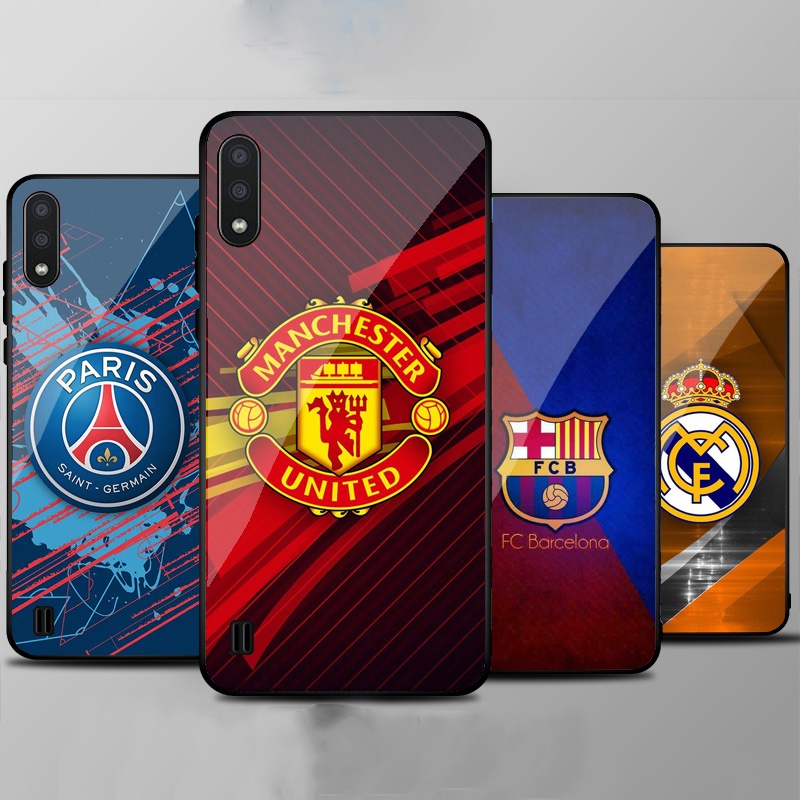 Ốp Lưng SAMSUNG GALAXY A01 M10 mặt kính cường lực cao cấp In hình Câu Lạc Bộ Bóng Đá