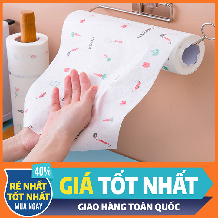 Giấy lau đa năng khổ rộng 25cm , Cuộn Giấy nhiều hình - Khăn Lau Đa Năng Nhà Bếp -Cuộn khăn giấy vải đa năng - giấy lau bếp - giấy lau tay cuộn trắng có thể giặt được