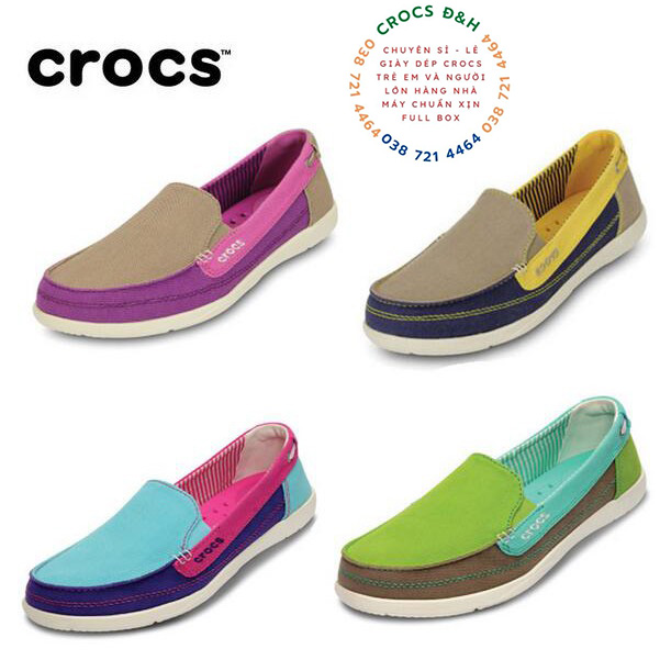 Giày dép crocs - giày vải crocs walu canvas loadfer cho nữ, chống trơn trượt, chống hôi chân, hàng nhà máy xuất xịn, đầy đủ hộp hoặc túi crocs