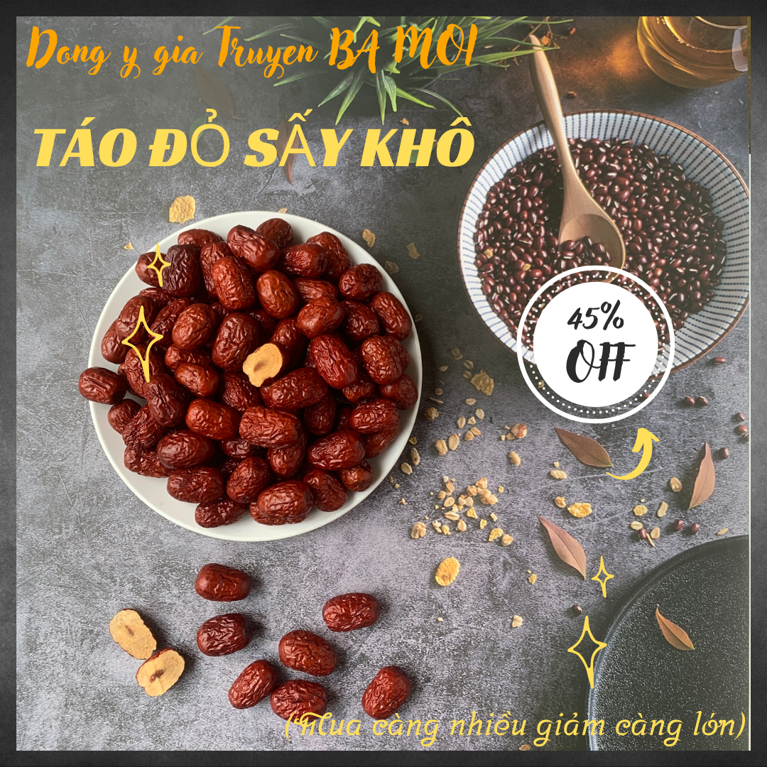 Táo đỏ tây bắc, táo đỏ khô, táo tàu đỏ - 200gr, 500gr, 1000gr- quả to, không xốp