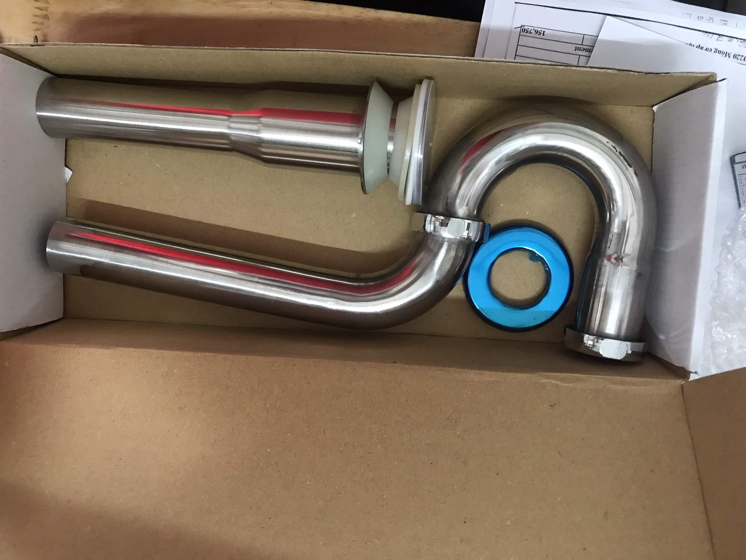 Bộ xả Lavabo Inox nút nhấn xi phông chậu rửa mặt