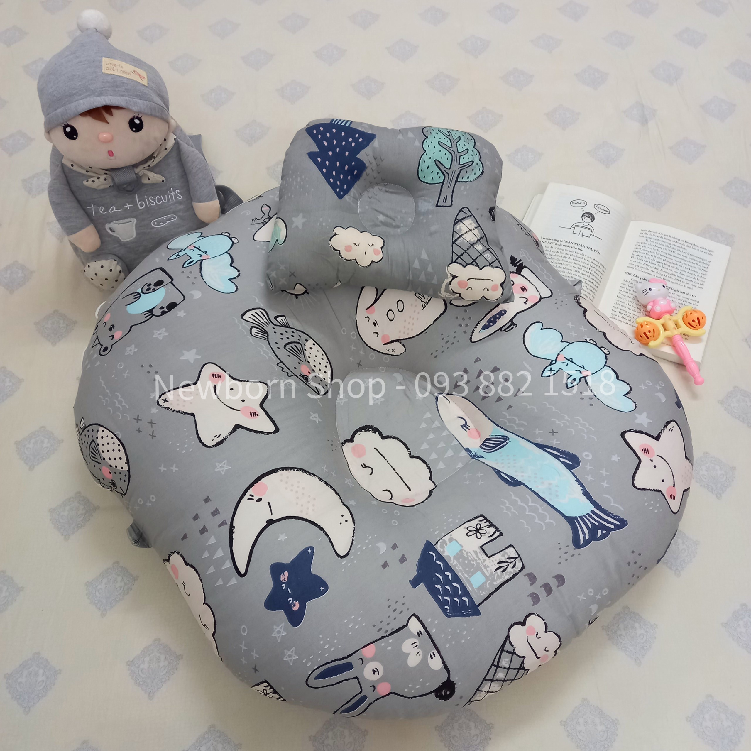 COMBO Gối chống trào ngược ❤️TẶNG gối lõm chống móp đầu cho bé❤️Giúp bé ngủ ngon, sâu giấc, chống nôn trớ.