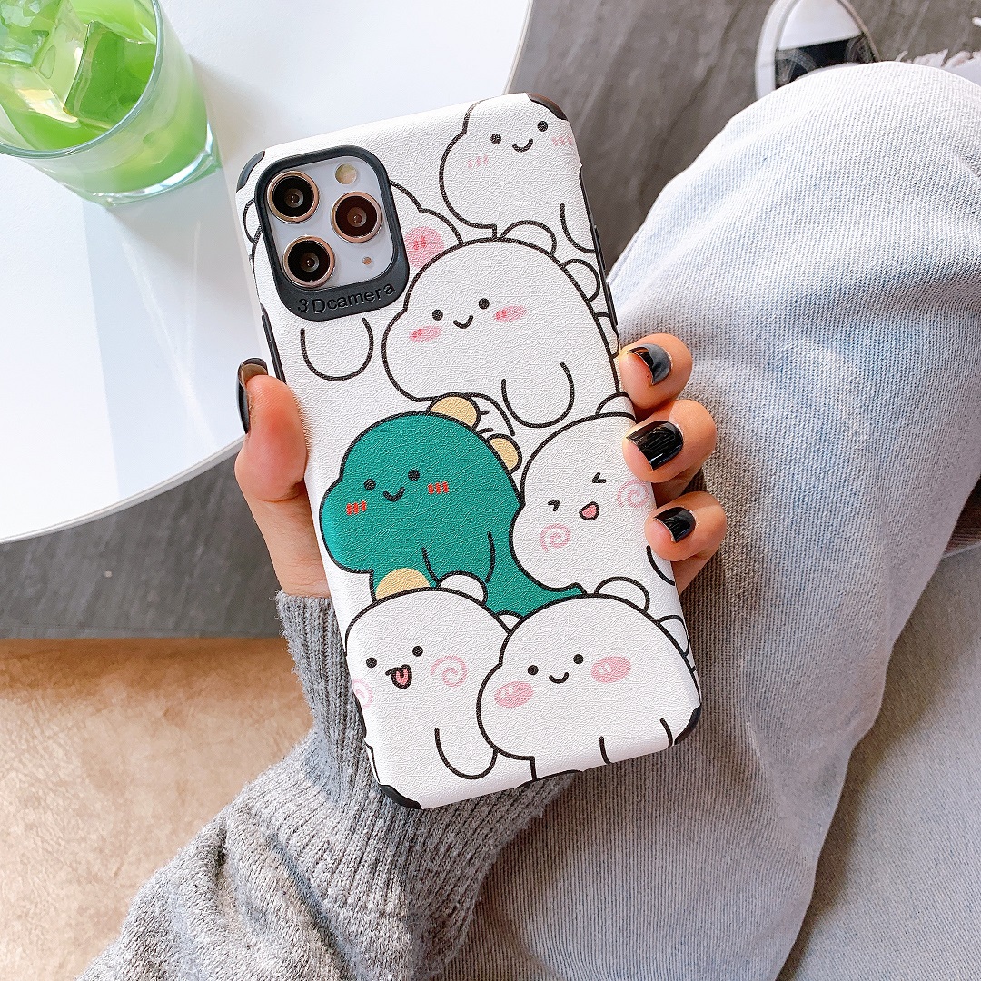 Ốp lưng da imd dinosaur cute