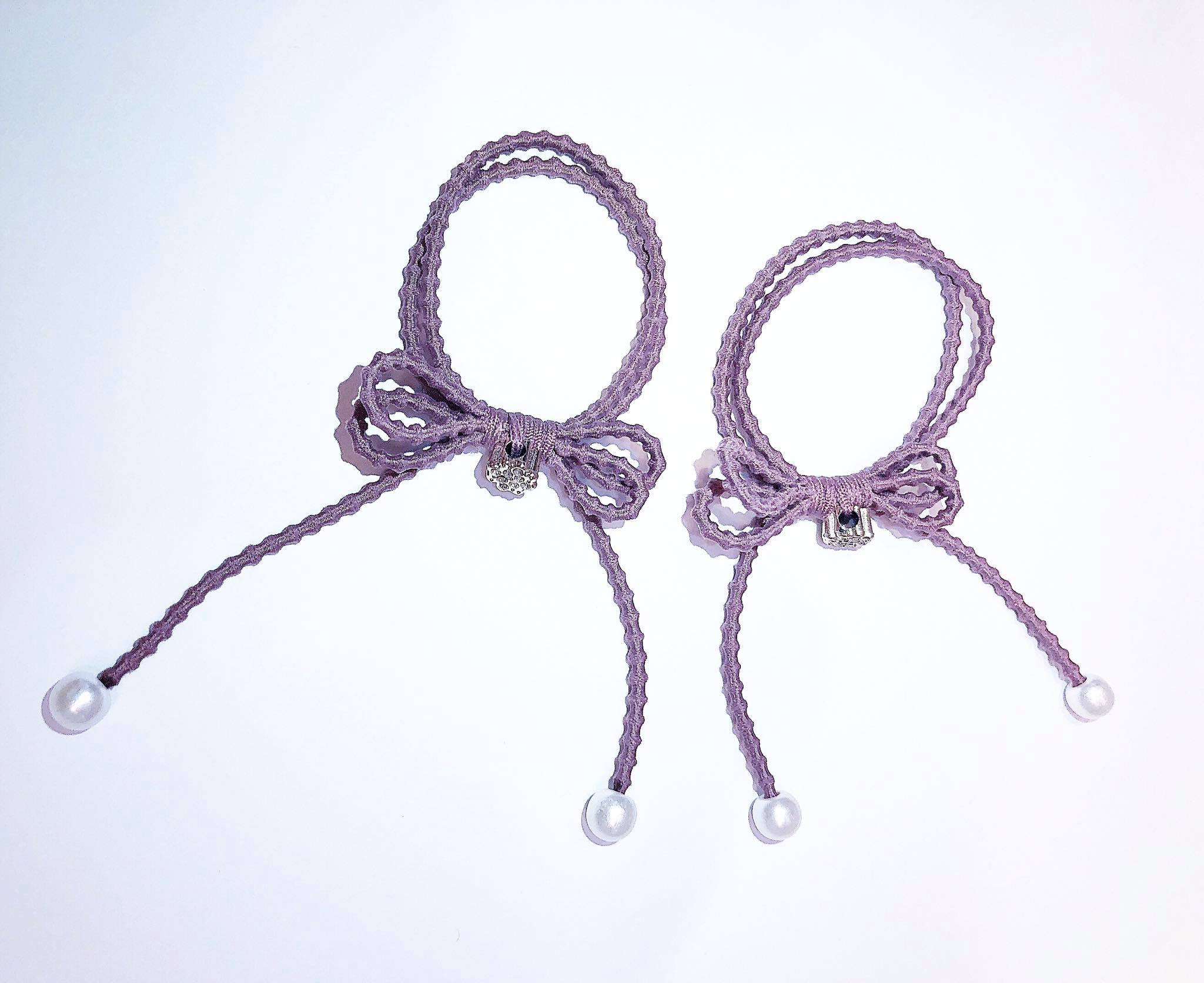 Set 2 dây buộc tóc kiểu nơ đính hạt trai siêu trend