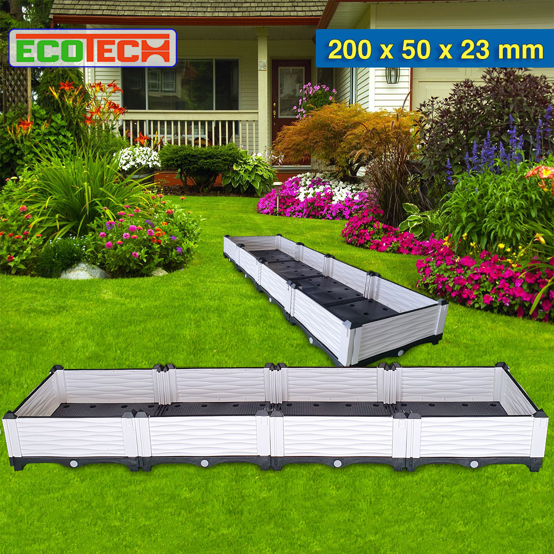 CHẬU GHÉP THÔNG MINH 200x50x23cm: 2 màu, Chuyên dụng trồng rau, hoa và cây cảnh đô thị, sang trọng, hiệu quả, bền từ 8-10 năm.