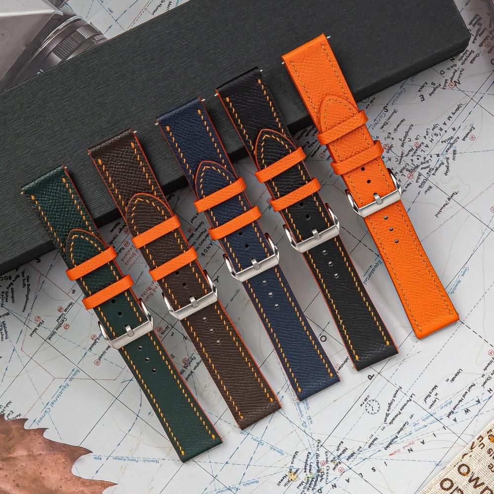 Dây Đồng Hồ Epsom Phối Màu Cam Lót Zermatt, Dây Da Đồng Hồ Nam, Dây Đeo Đồng Hồ, Dây Đồng Hồ Nam, Dây Da, Quai Đồng Hồ Thông Minh Size 18mm 20mm 22mm DW, Daniel Wellington, Orient, Seiko, Casio, Movado, Q48 Vnstrap