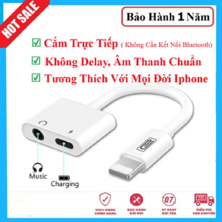 Cáp Chuyển Đổi Lightning Sang 3.5mm Kèm Chân Sạc , Jack Chuyển Cho Tai Nghe Iphone X, Jack Chia Lightning Ra 3.5mm Kèm Cổng Sạc , Bộ Chuyển Đổi Cho Iphone , Jack Chuyển Lightning Sang 3.5 Và Sạc , Nhỏ Gọn Thuận Tiện Mang Theo , BH 12 Tháng