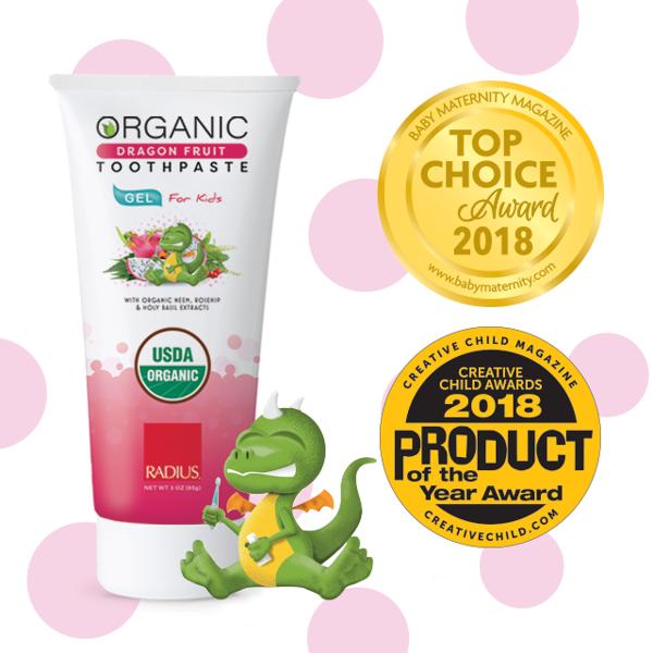 Kem đánh răng hữu cơ Radius cho bé dạng Gel vị thanh long 85g