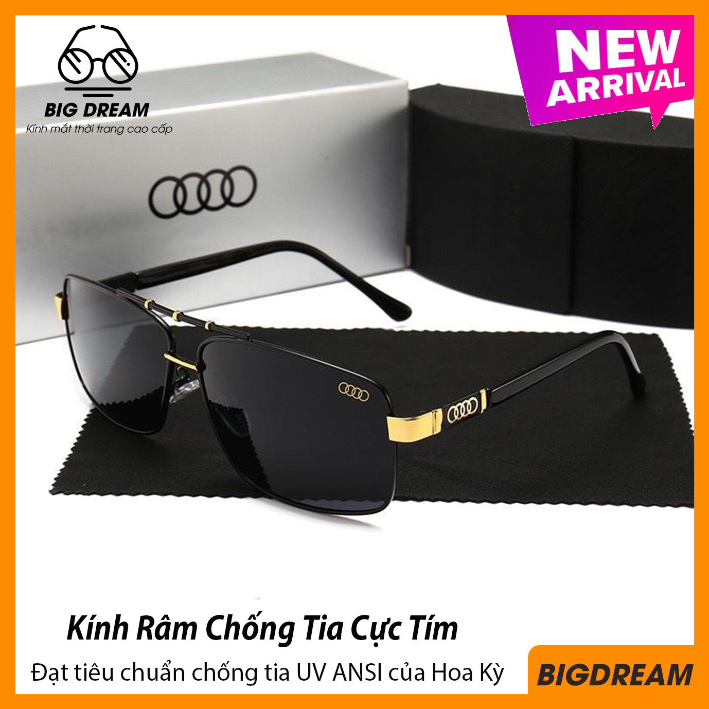 Mắt Kính Thời Trang Nam Cao Cấp Kiểu Dáng Gọn Nhẹ BDAUDI550 Tròng Kính Chống Tia UV - Bảo hành 12 tháng 1 đổi 1 - Tặng Kèm Kính Xuyên Đêm