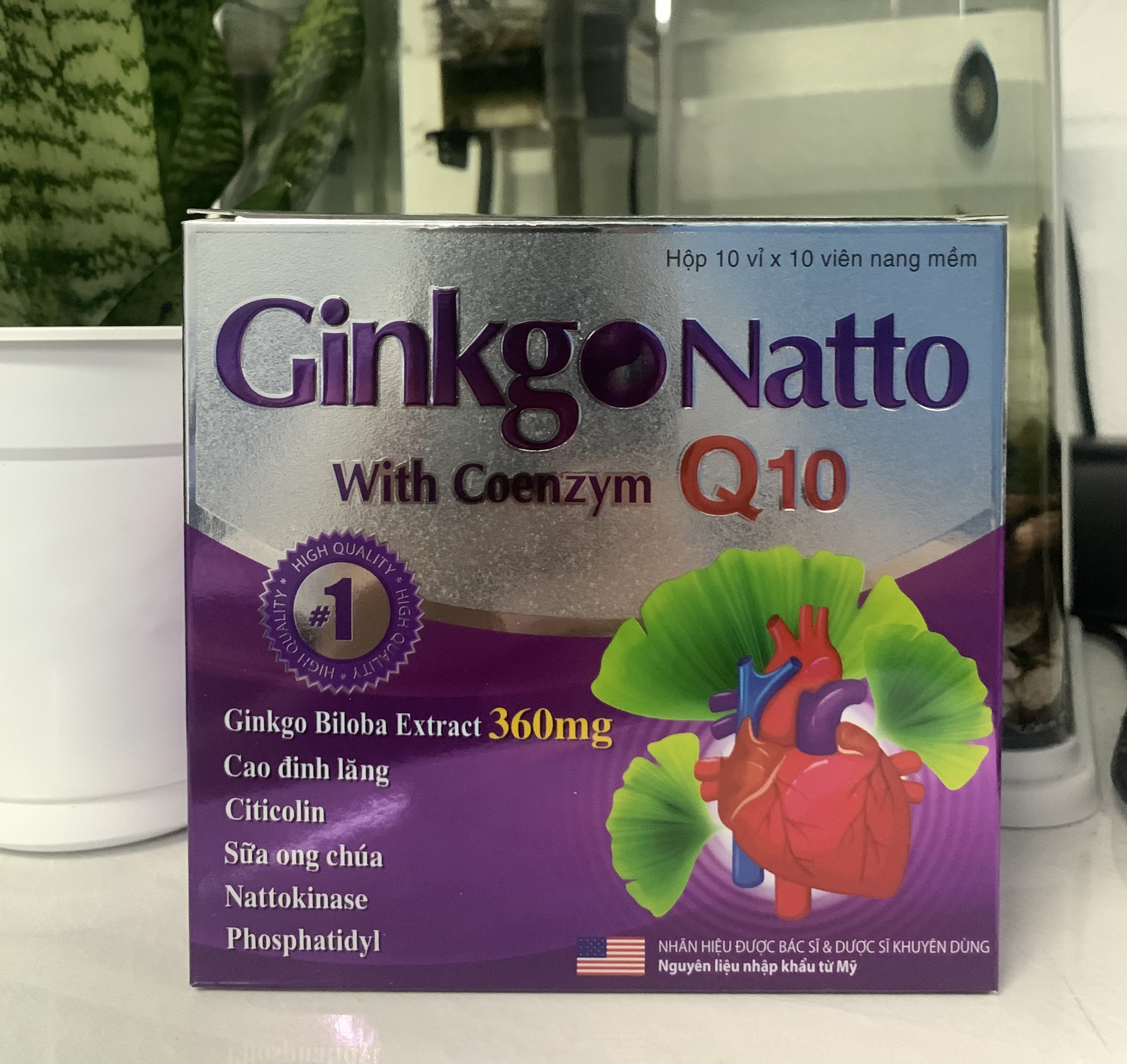 Ginkgo natto Coenzym Q10 - giúp tăng cường lưu thông tuần hoàn não 100viên, sản phẩm chất lượng, đảm bảo an toàn sức khỏe người sử dụng, cam kết hàng giống hình