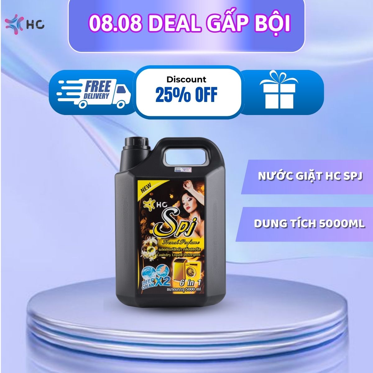 Nước giặt xả hc spj đậm đặc đen 5l 6 in 1