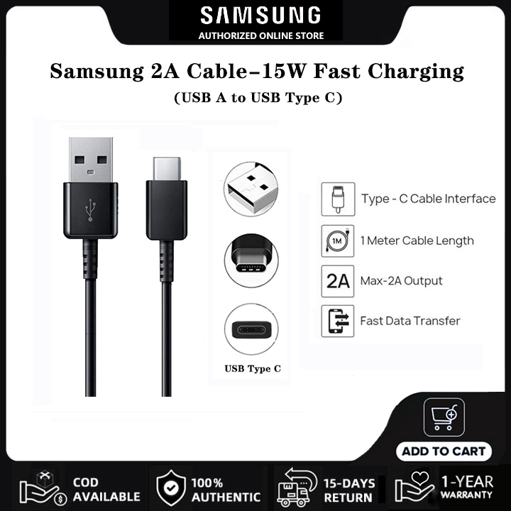 Dây Sạc Samsung Cáp Sạc Type C 2A Sạc Nhanh 15W for Galaxy S24 S23 S22 S21 Ultra Note 20 10