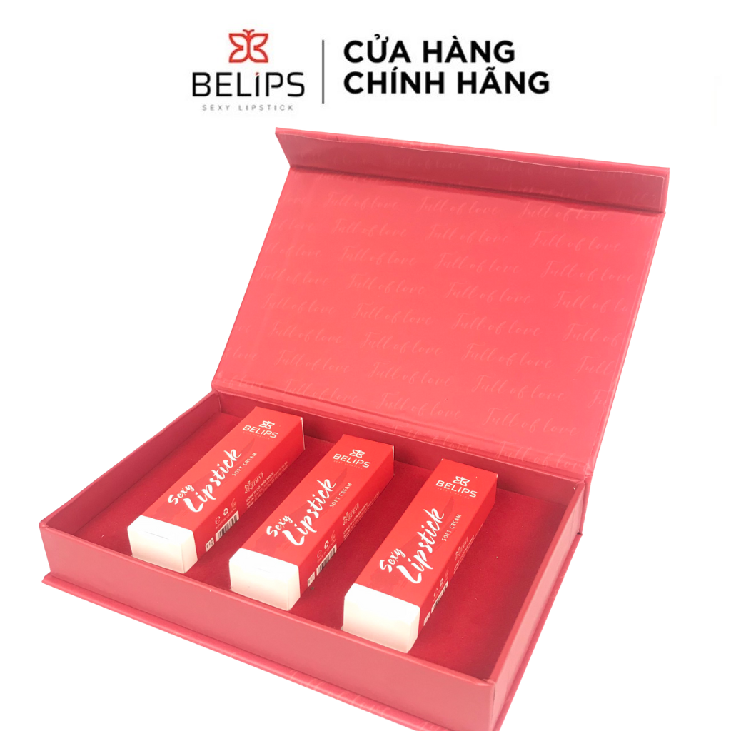 Set Son Kem Belips Sexy Lipstick Chính Hãng 3 Cây Siêu Lì Lâu Trôi Bền Màu Không Chì - 6 Màu Tùy Chọn Cá Tính Trẻ Trung - BELIPS