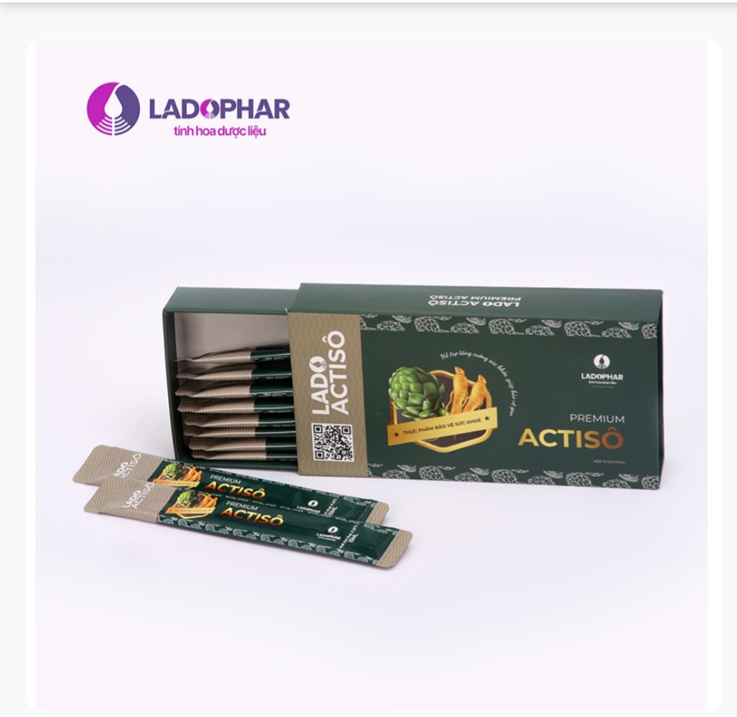 Actiso premium đảng sâm- ladophar- cao cấp thơm ngon- hộp 10 gói nước x 15 ml. chăm sóc sức khỏe.