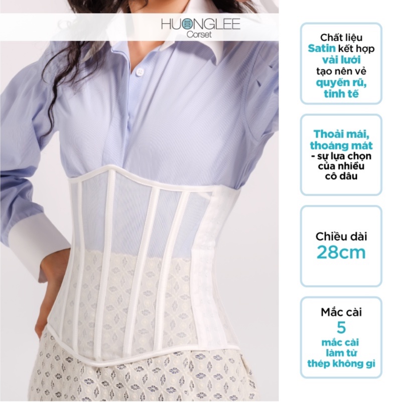 Đai gen nịt bụng corset pearl 12 xương định hình chất liệu thoáng mát hỗ trợ giảm eo giảm mỡ bụng