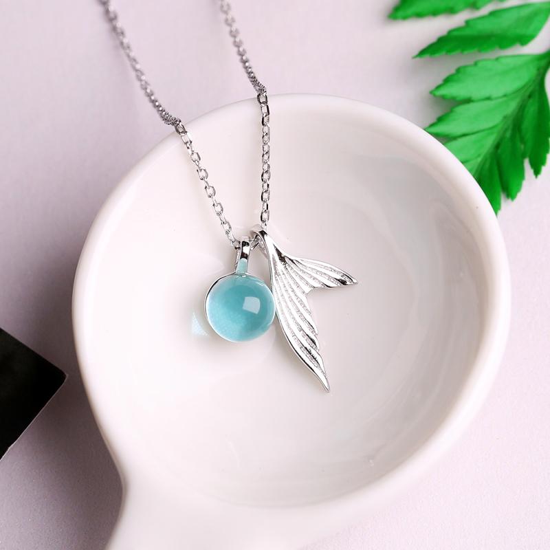Dây chuyền đuôi cá mix hạt xanh dễ thương xinh xắn