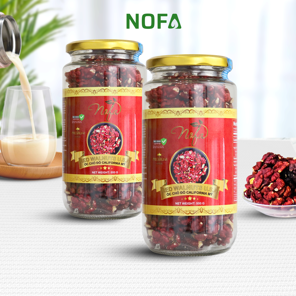Hạt óc chó đỏ Mỹ chĩnh hãng Nofa, hạt dinh dưỡng tốt cho sức khỏe, đồ ăn vặt mẹ bầu, hàng nhập khẩu thơm ngon