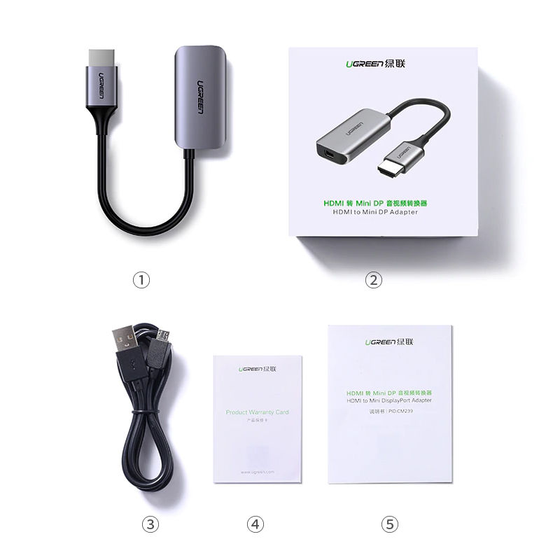 Cáp chuyển đổi HDMI sang Mini Displayport hỗ trợ 4K x 2K cao cấp dài 10cm UGREEN CM239 60352 Cáp chuyển đổi HDMI sang Mini Displayport hỗ trợ 4K x 2K cao cấp dài 10cm UGREEN CM239 60352
