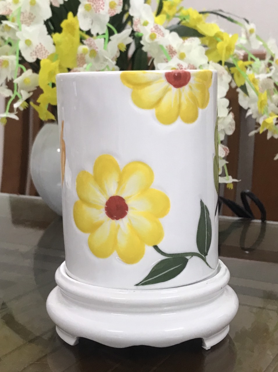 Đèn xông tinh dầu Bát Tràng cao cấp họa tiết khắc nỗi Nổi 3D (CỠ ĐẠI ) (12cm x cao 17cm) Siêu đẹp