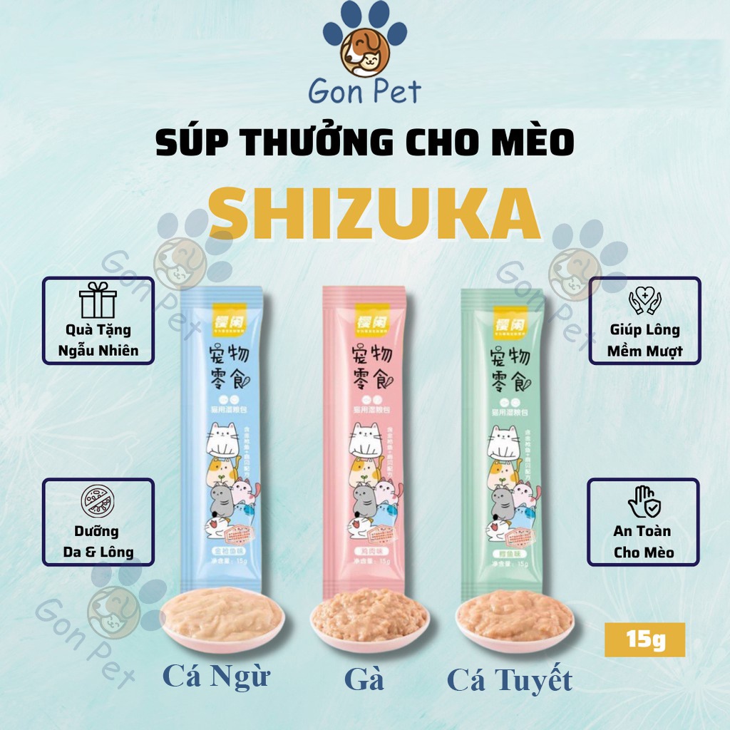 COMBO 50 thanh Súp thưởng cho mèo Shizuka Thanh 15g mix vị