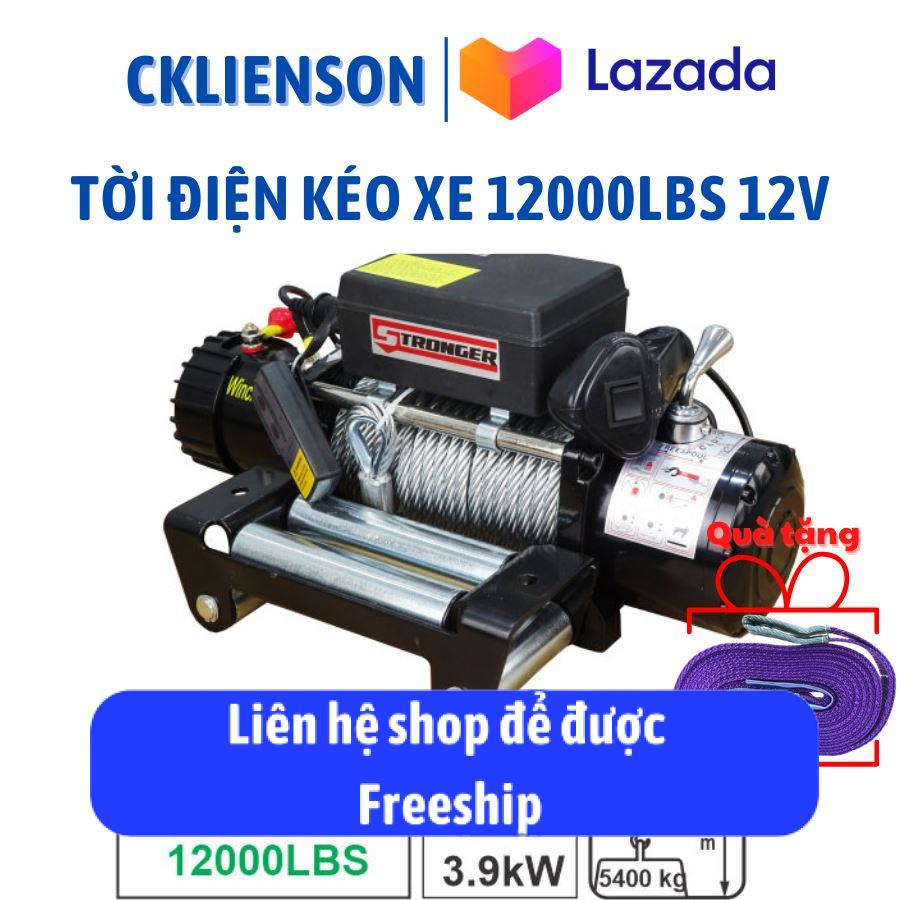 Tời điện kéo xe 12v 24v lực kéo 12000lbs, tời điện 12v 24v, tải trọng kéo 5443kg, tời điện ắc quy cáp 10ly dài 26m, động cơ 12v, 24v dc - cơ khí liên sơn
