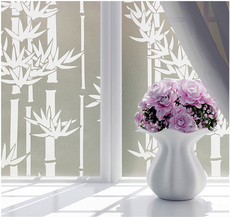 2m decal giấy dán kính mờ hình trúc trắng khổ 90cm dán phòng ngủ, cửa sổ, chống nhìn trộm....
