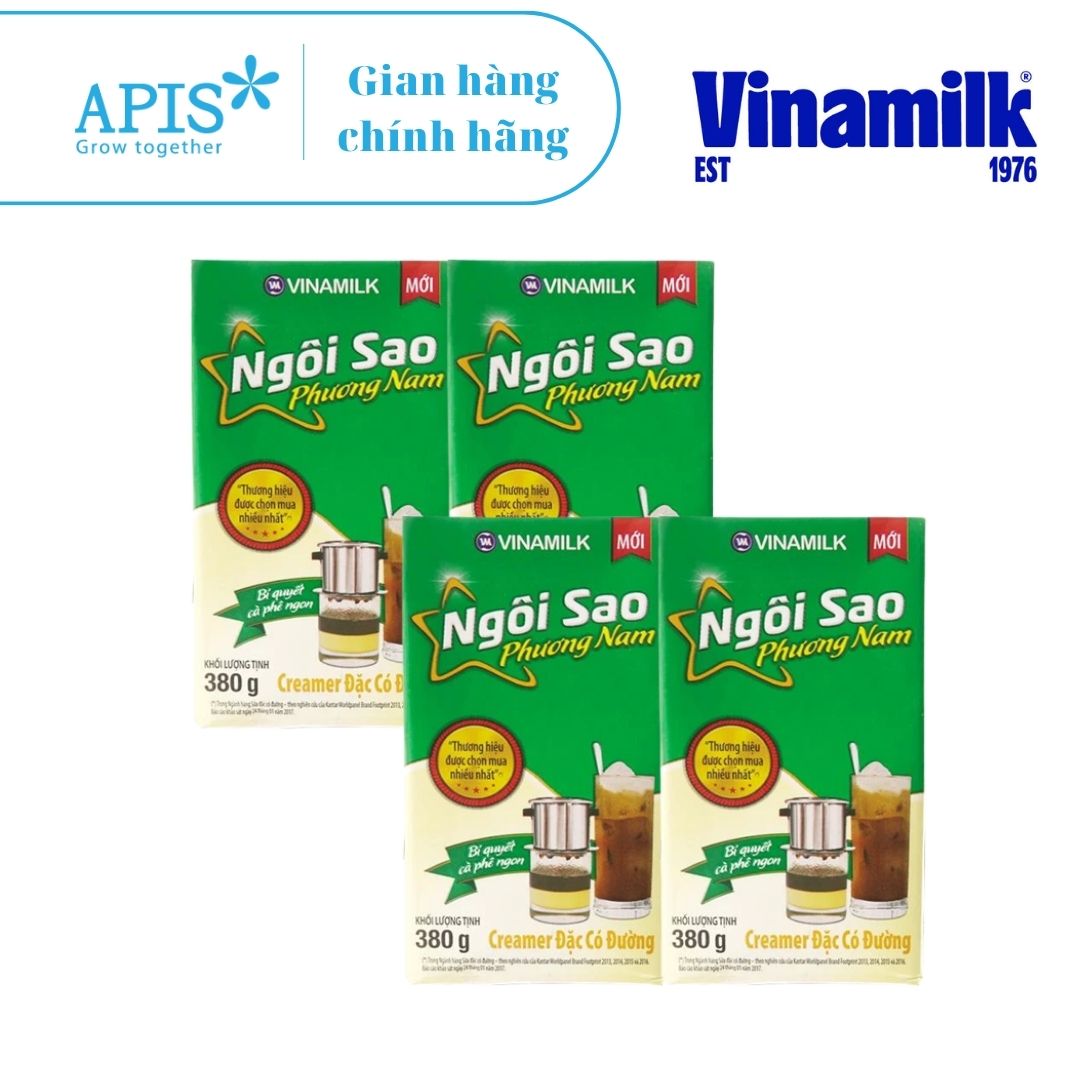 COMBO 4 HỘP SỮA ĐẶC NGÔI SAO XANH LÁ VINAMILK 380G. THƠM NGON, BÉO NGỌT