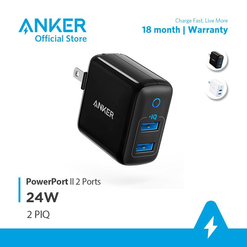 Sạc anker powerport ii 2 cổng poweriq 24w - a2027 - hàng chính hãng - củ sạc iphone