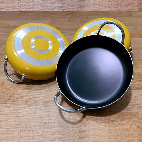 Chảo 2 quai siêu chống dính 22cm, Chảo chiên xào đáy bằng chống trượt cao cấp - chảo 22cm