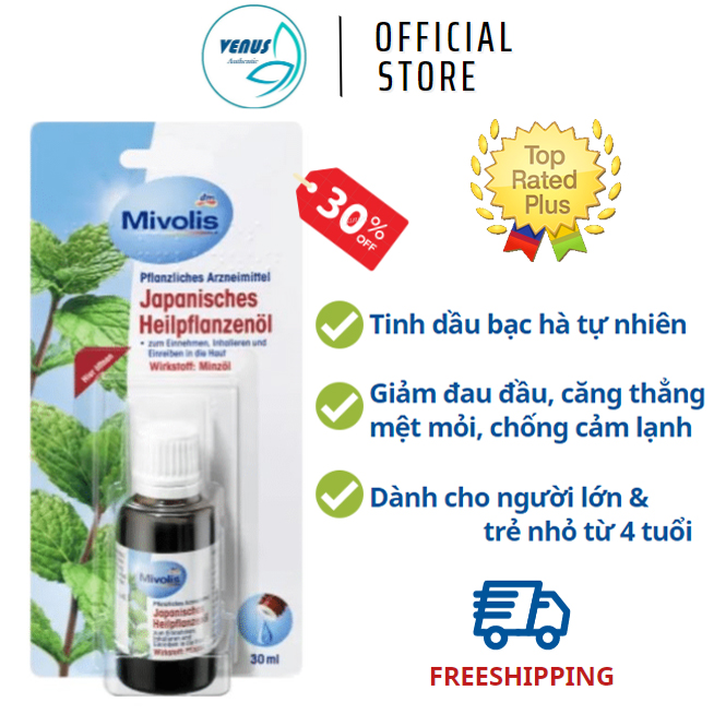 Tinh dầu Bạc Hà Mivolis Japanisches Heilpflanzenol 30ml xông hơi trị cảm cúm chăm sóc sức khỏe - Hàng nội địa Đức