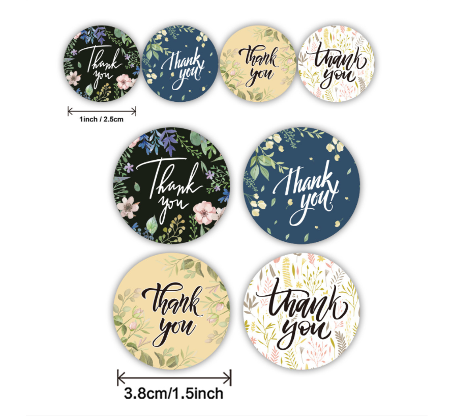 [Size to 3.8cm] Cuộn 500 stick Sticker thank you Dán nhãn cảm ơn Tem giấy dán Cảm ơn gói quà gói đơn hàng